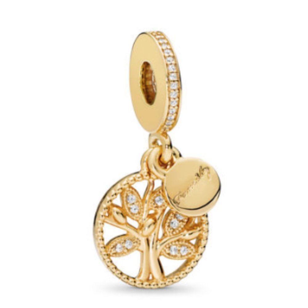 PANDORA family heritage dangle charm (tree) - 18k
